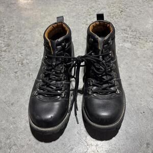 Grunge Gothic Dark Black Combat Boots High Sierra Hiking Sz 9